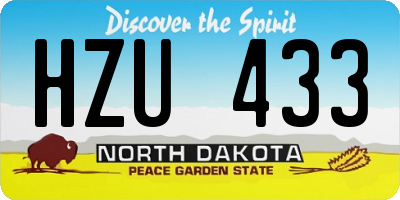 ND license plate HZU433