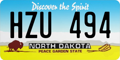 ND license plate HZU494