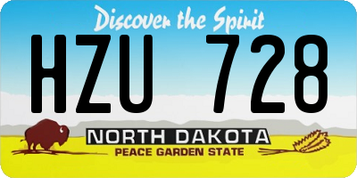 ND license plate HZU728