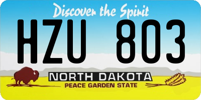 ND license plate HZU803