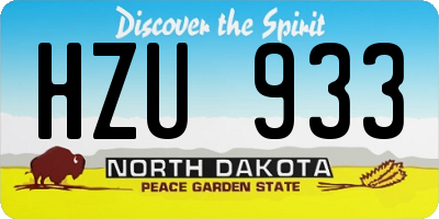ND license plate HZU933