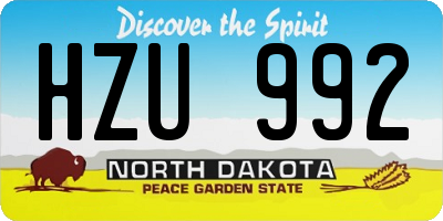 ND license plate HZU992