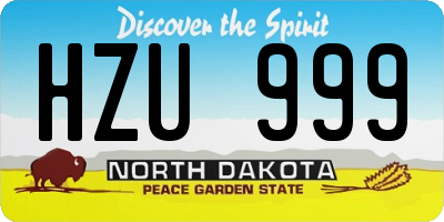 ND license plate HZU999