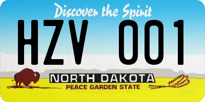 ND license plate HZV001