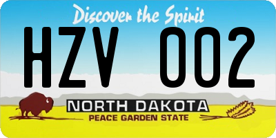ND license plate HZV002