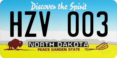 ND license plate HZV003