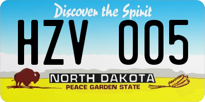 ND license plate HZV005