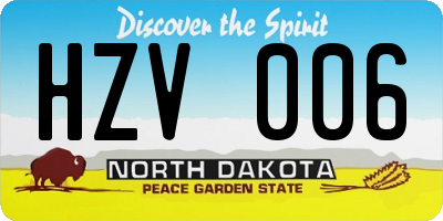 ND license plate HZV006