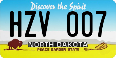 ND license plate HZV007