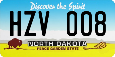 ND license plate HZV008