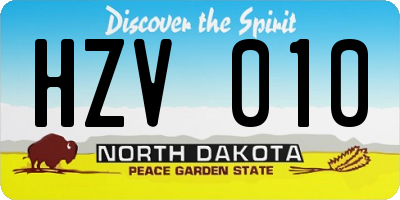 ND license plate HZV010