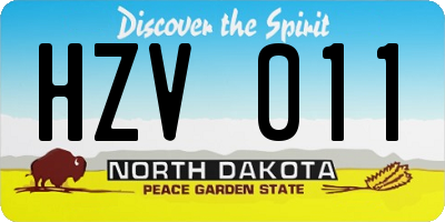 ND license plate HZV011
