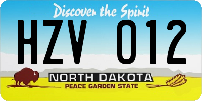 ND license plate HZV012