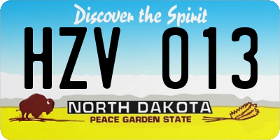ND license plate HZV013