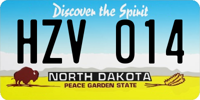 ND license plate HZV014