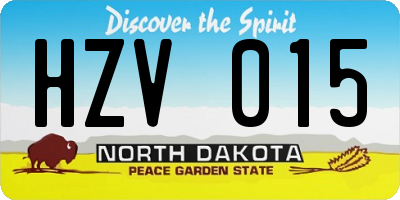 ND license plate HZV015