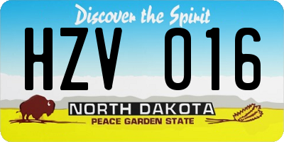 ND license plate HZV016