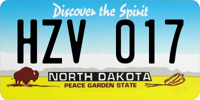 ND license plate HZV017