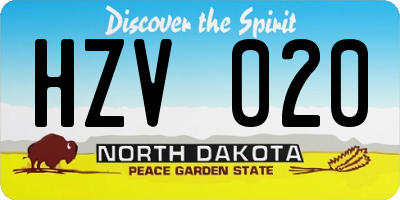 ND license plate HZV020