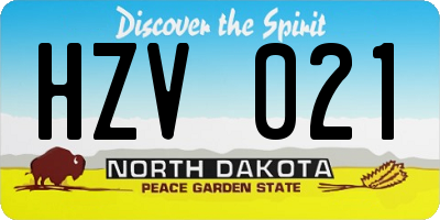 ND license plate HZV021