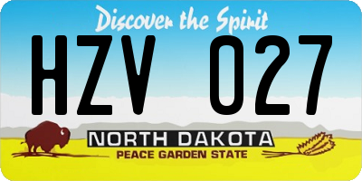 ND license plate HZV027