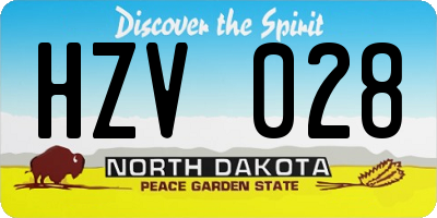 ND license plate HZV028