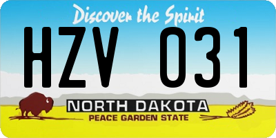 ND license plate HZV031
