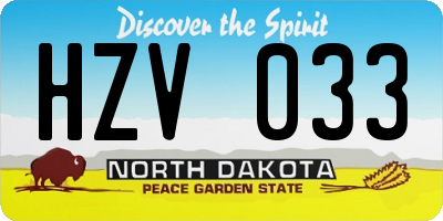 ND license plate HZV033