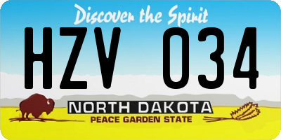 ND license plate HZV034