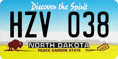 ND license plate HZV038