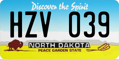 ND license plate HZV039