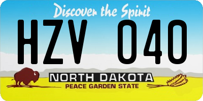 ND license plate HZV040
