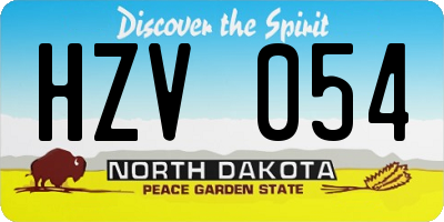 ND license plate HZV054
