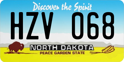 ND license plate HZV068