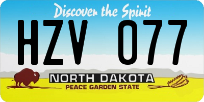 ND license plate HZV077