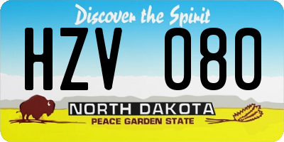 ND license plate HZV080