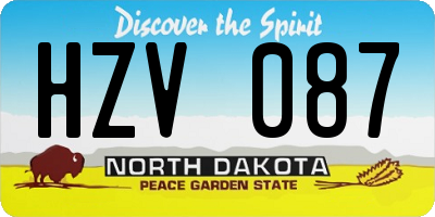 ND license plate HZV087