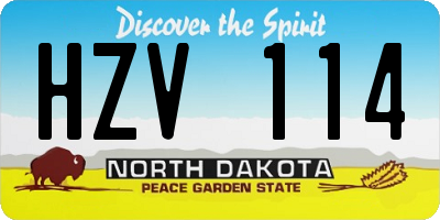 ND license plate HZV114