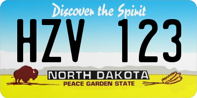ND license plate HZV123