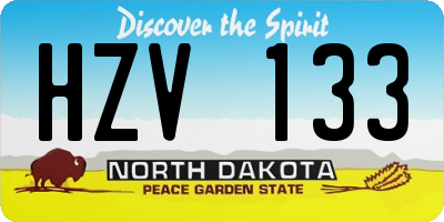 ND license plate HZV133