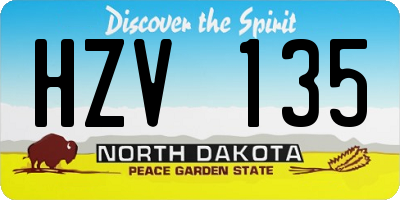ND license plate HZV135