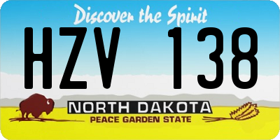 ND license plate HZV138