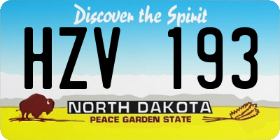 ND license plate HZV193