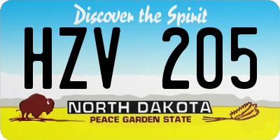 ND license plate HZV205