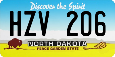 ND license plate HZV206