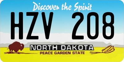 ND license plate HZV208