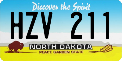 ND license plate HZV211