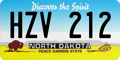 ND license plate HZV212