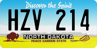 ND license plate HZV214
