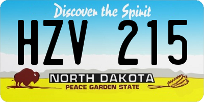 ND license plate HZV215